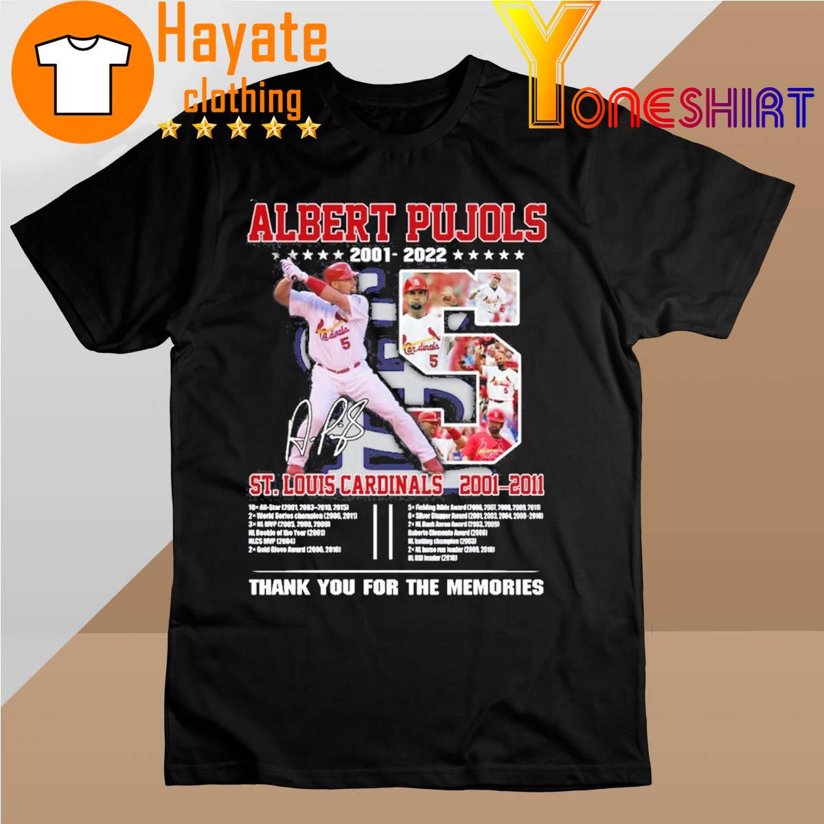 Albert Pujols St Louis Cardinals 2001-2022 signatures memories shirt