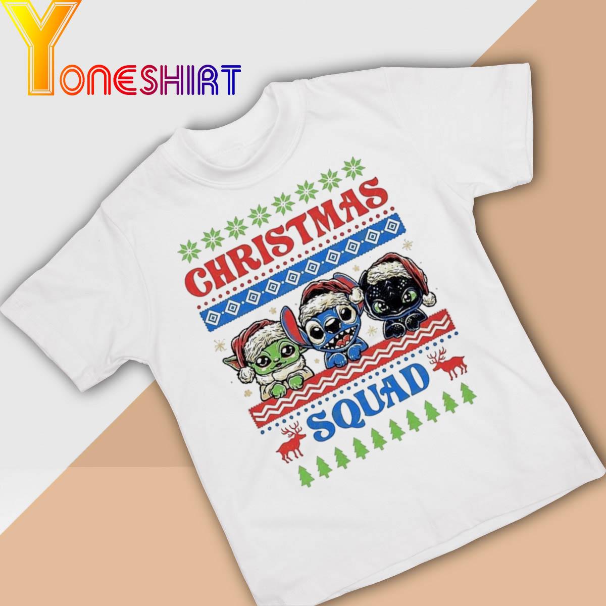Baby Yoda And Stitch Santa Hat Christmas Squad 2022 sweater