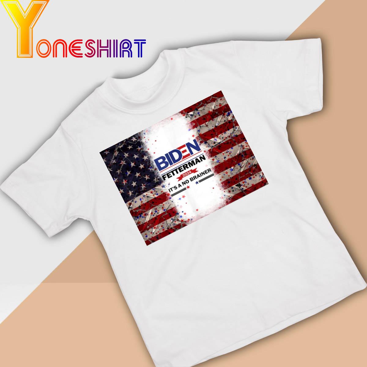 Biden Fetterman 2024 It’s a No Brainer Vintage US Flag Shirt