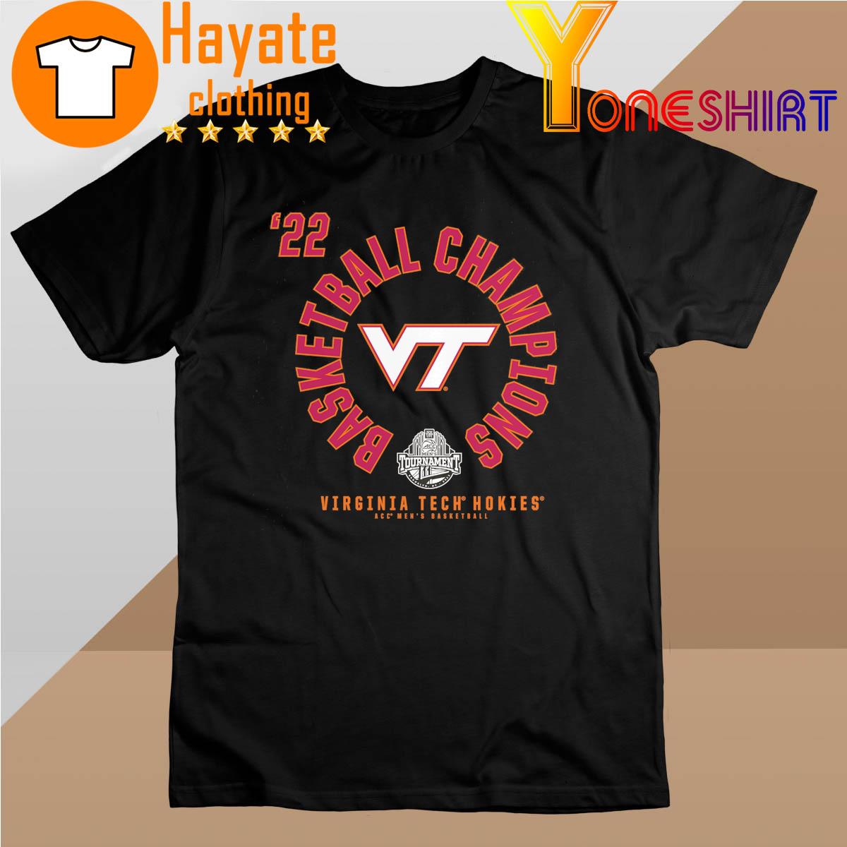 Men's Fanatics Branded Black Virginia Tech Hokies 2022 ACC Men's Basketball Conference Tournament Champions T-Shirt