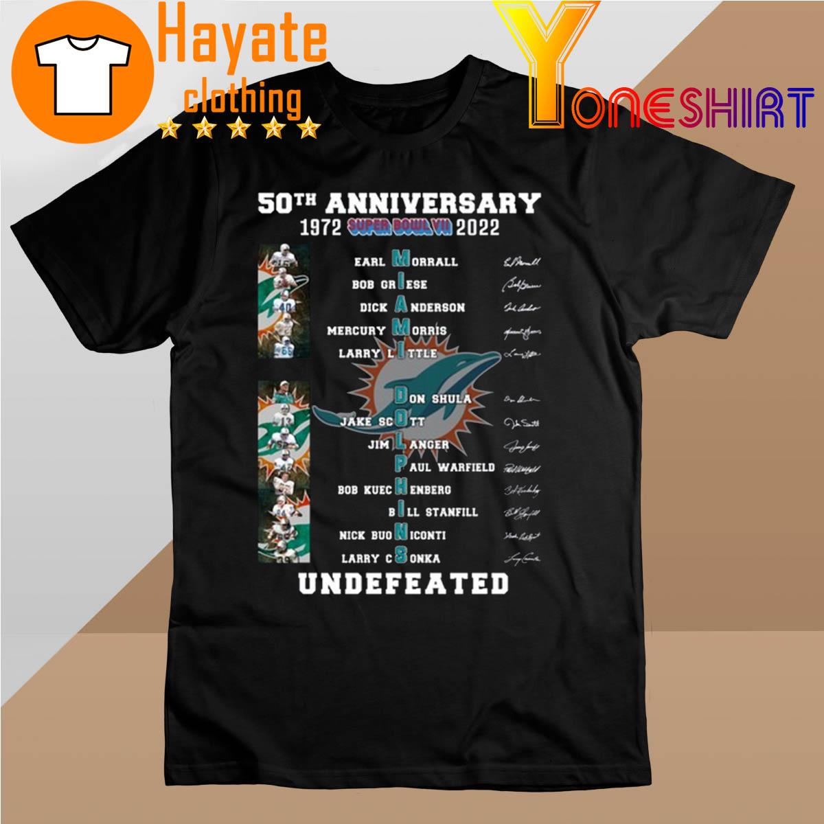Miami Dolphins 50TH Anniversary 1972 2022 Superbowl Undefeated signatures shirt