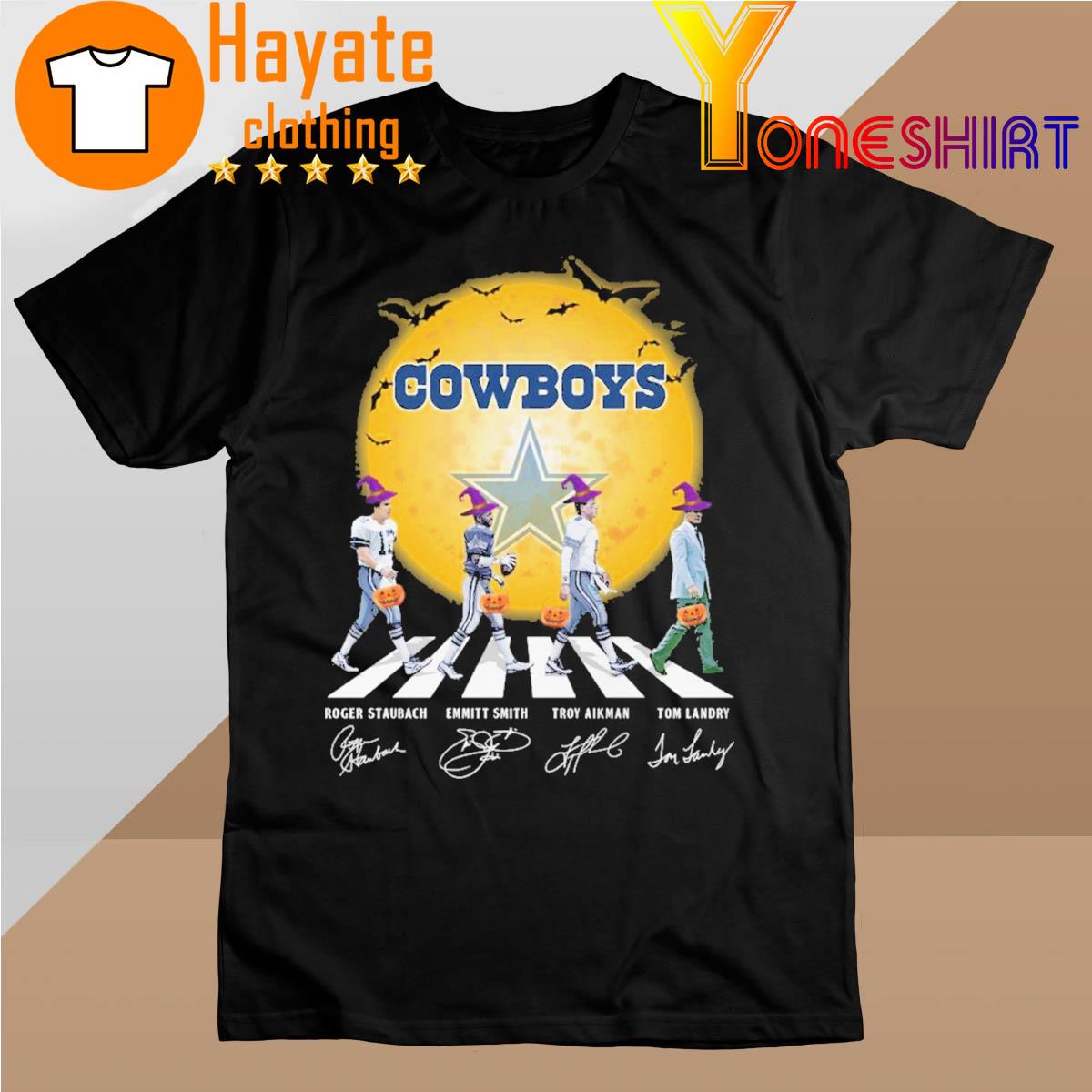 Official Dallas Cowboys Staubach Smith Aikman and Landry Abbey road Halloween 2022 signatures shirt