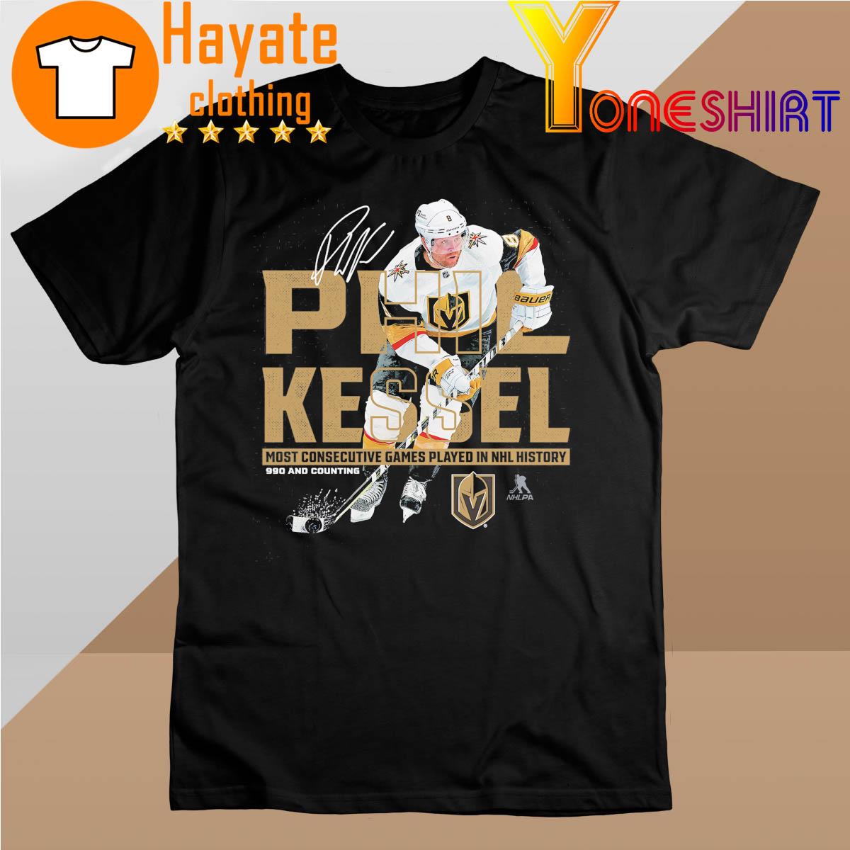 Phil Kessel Vegas Golden Knights Fanatics Branded Most Consecutive Games Played shirt