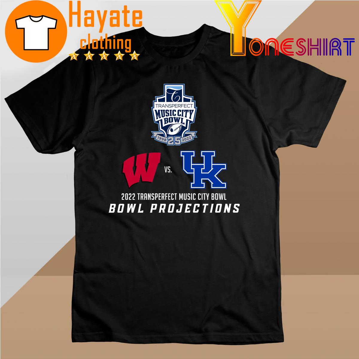 Wisconsin Badgers vs Kentucky Wildcats 2022 Transperfect Music City Bowl Bowl Projections shirt