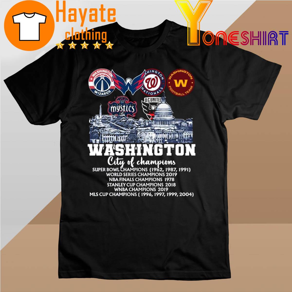 Wizards Capitals Nationals Commanders Mystics Dc United Washington City Of Champions Men’s shirt