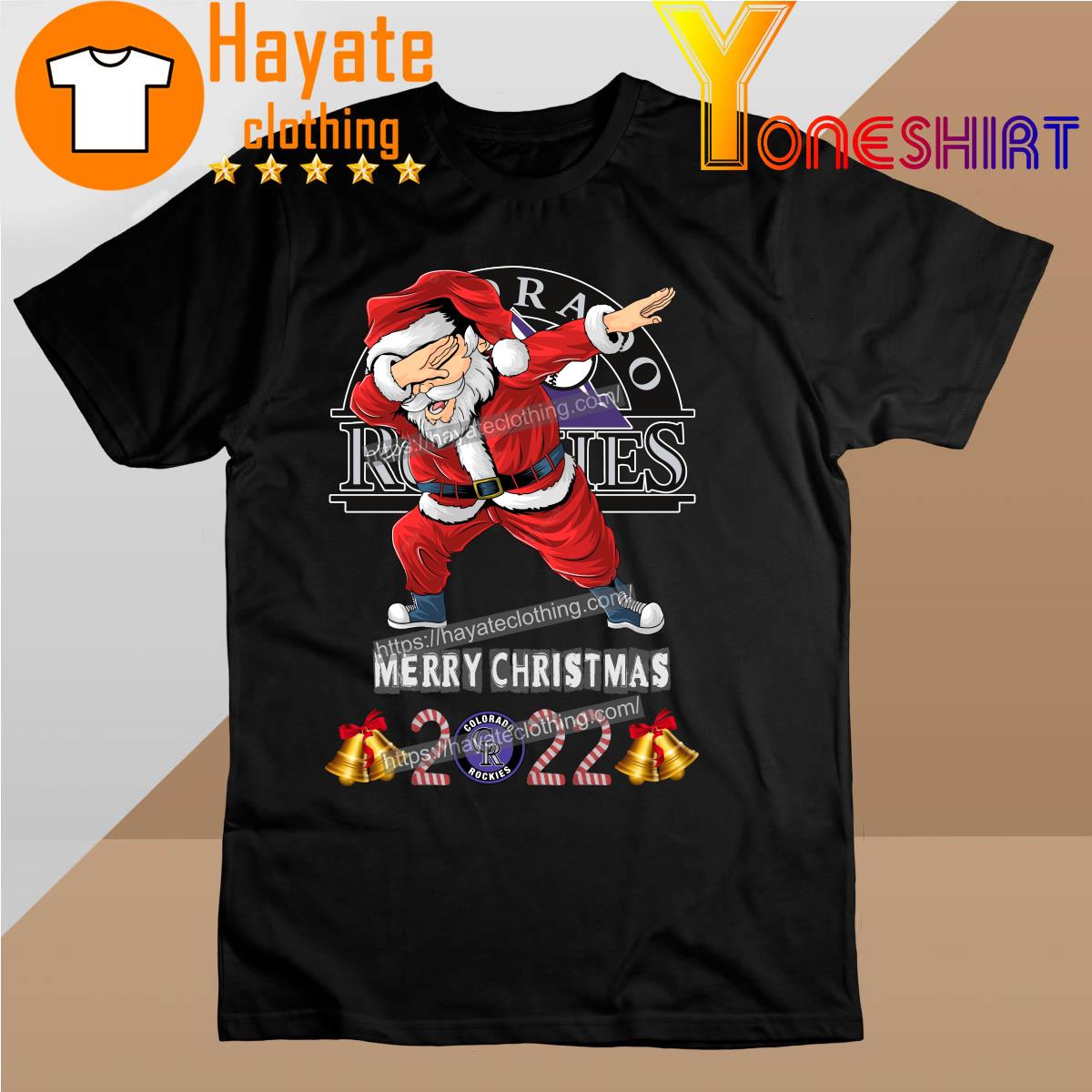 Santa Hat Dabbing Colorado Rockies Merry Christmas 2022 shirt