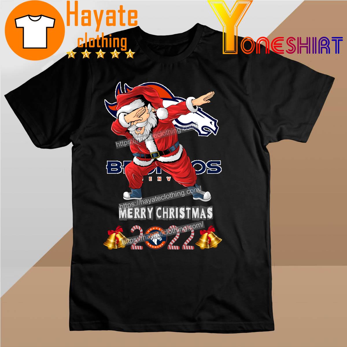 Santa Hat Dabbing Denver Broncos Merry Christmas 2022 shirt