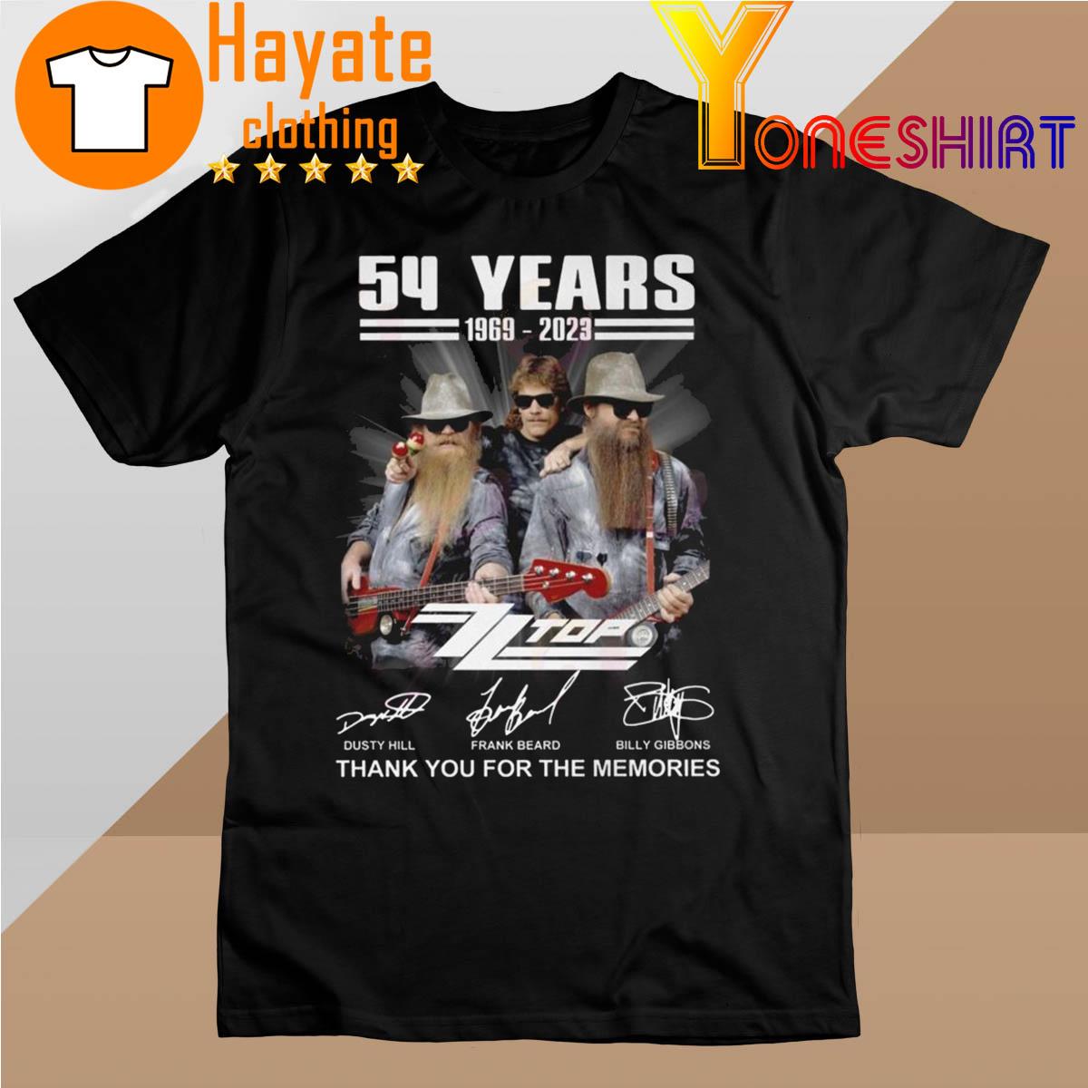 54 Years Of 1969–2023 ZZ Top Thank You For The Memories signatures Shirt