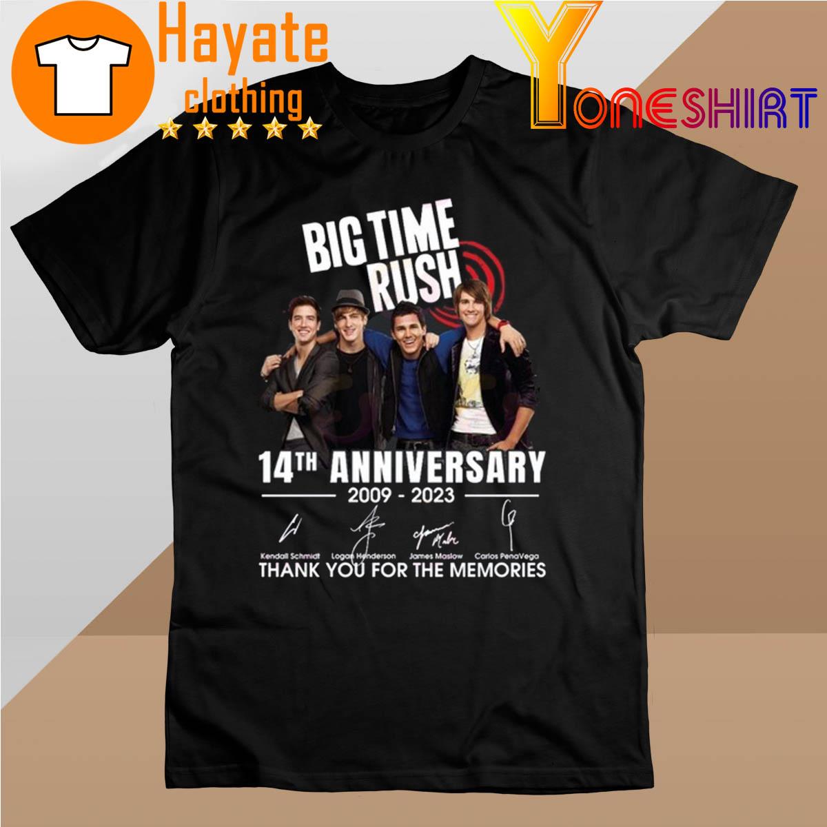 Big Time Rush 14th Anniversary 2009–2023 Thank You For The Memories signatures Shirt