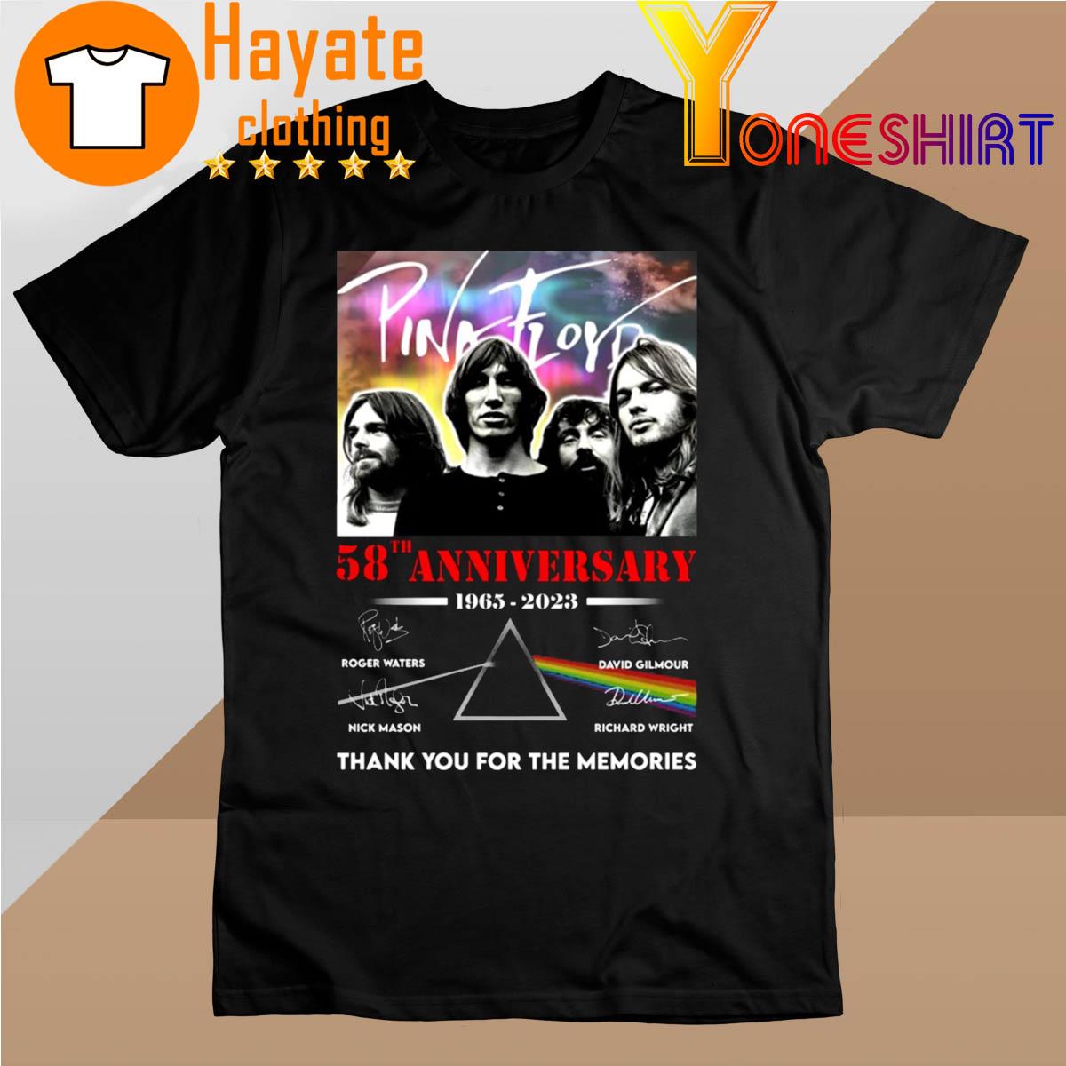 Funny Pink Floyd 58th Anniversary 1965-2023 thank You for the memories signatures shirt