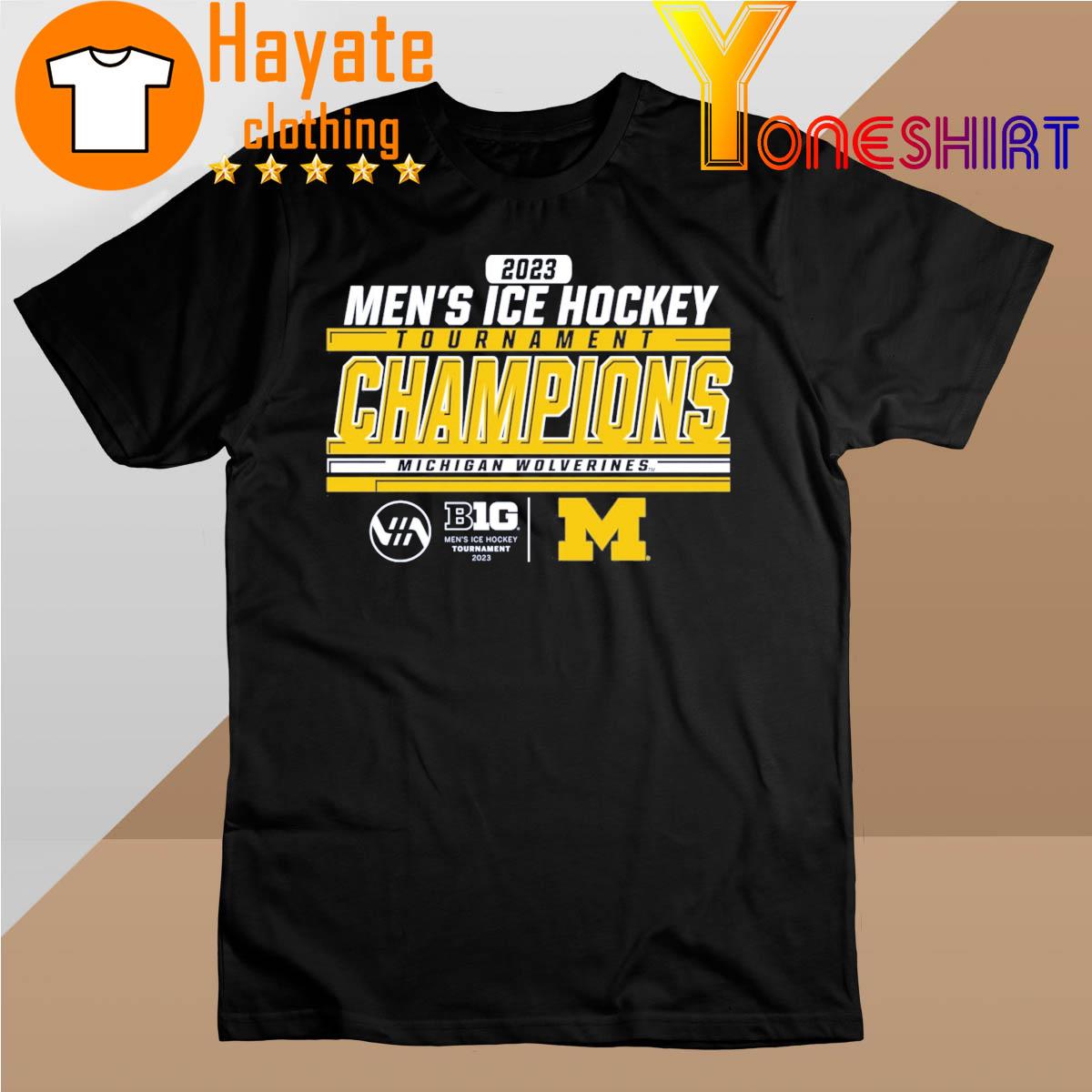 Michigan Wolverines Blue 84 2023 Big Ten Men's Ice Hockey Conference Tournament Champions T-Shirt