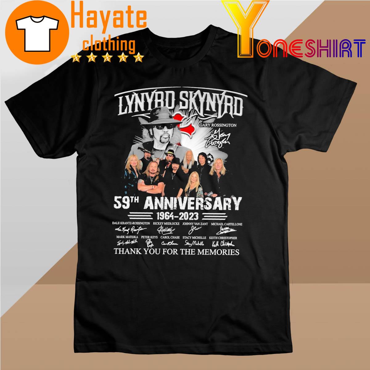 Official Lynyrd Skynyrd Gary Rossington 59th Anniversary 1964-2023 thank You for the memories signatures shirt