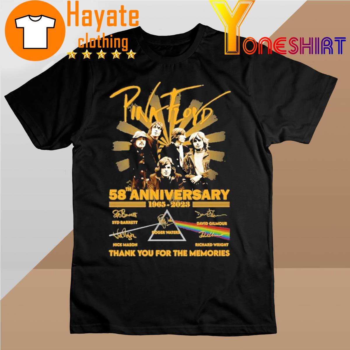 Official Pink Floyd 58th Anniversary 1965-2023 thank You for the memories signatures shirt