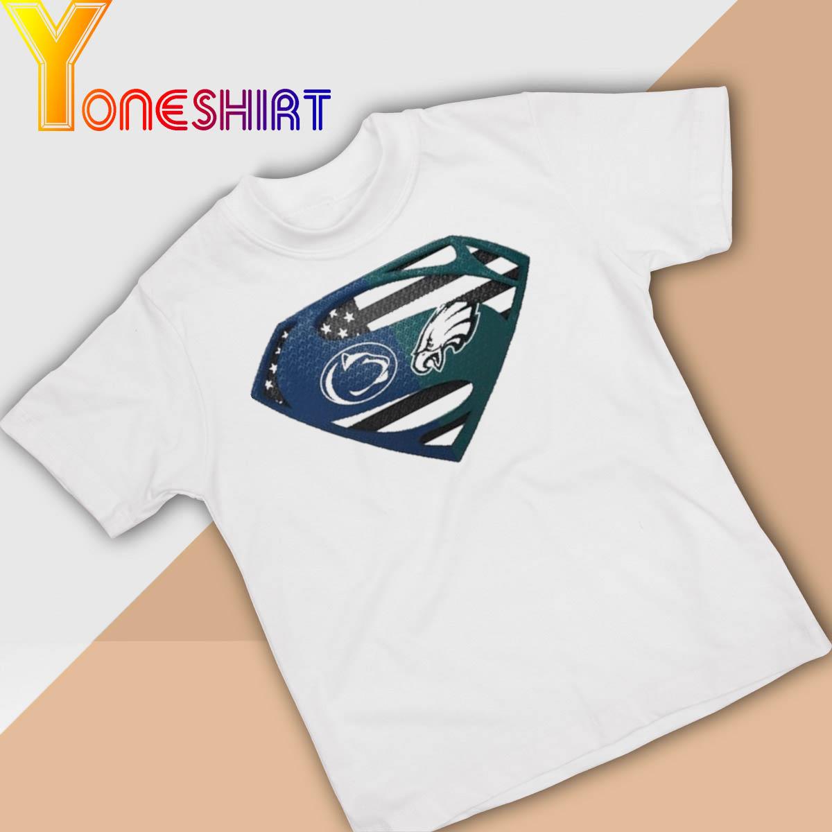 Original Philadelphia Eagles Penn State Nittany Lions Superman Logo Us Flag Shirt