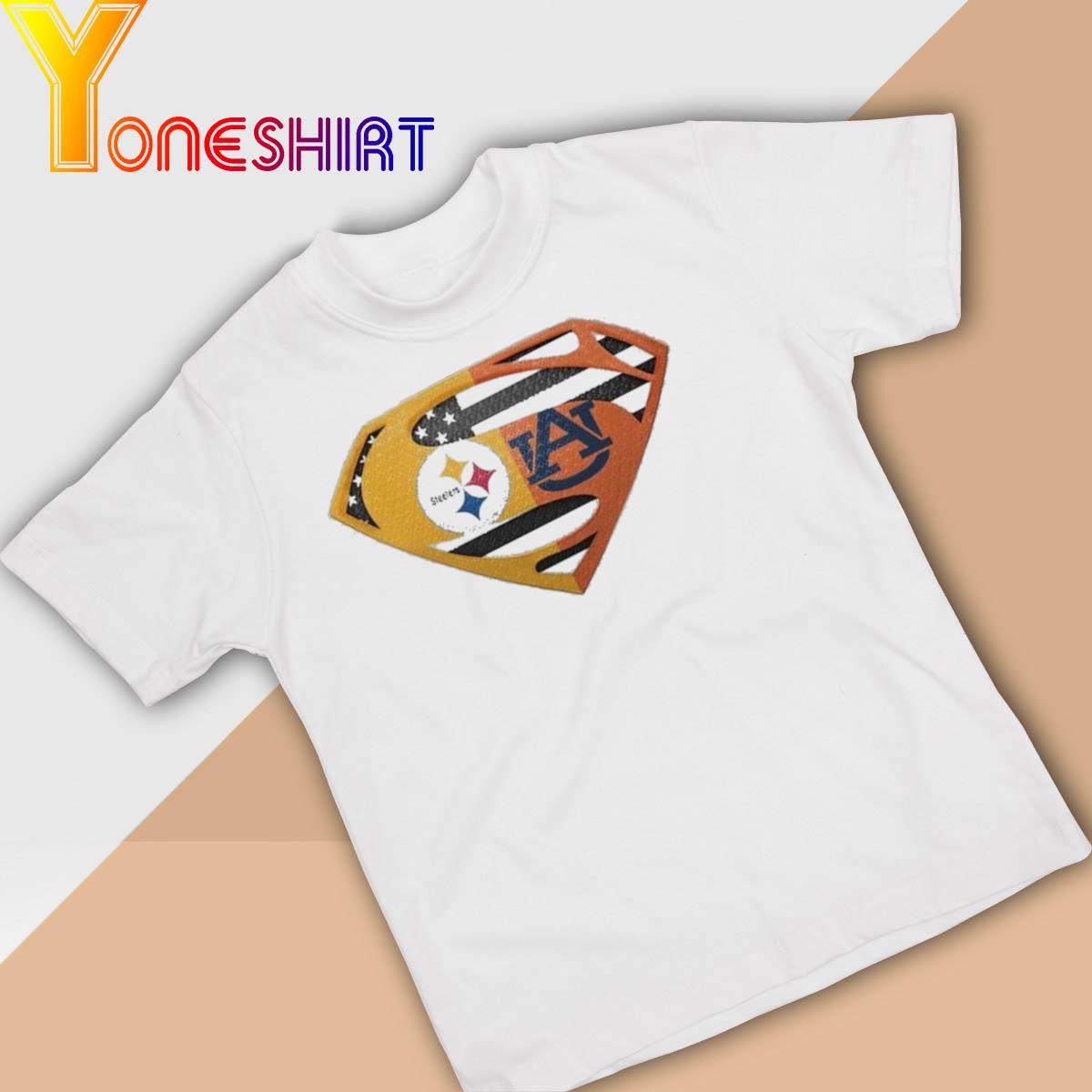 Original Pittsburgh Steelers Auburn Cleveland Tigers Superman Logo Us Flag Shirt