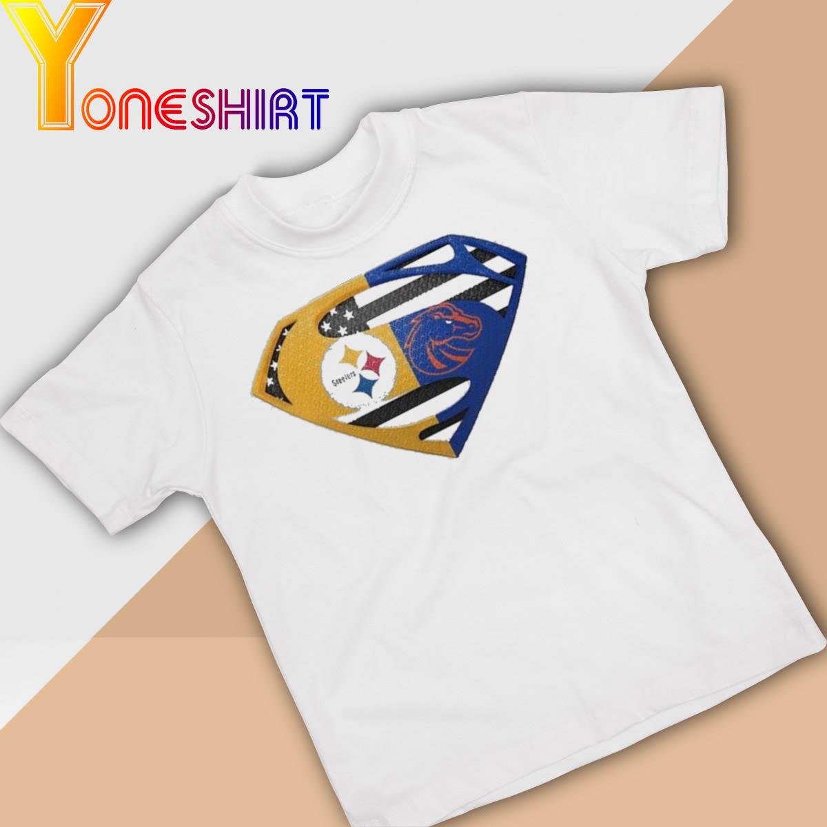 Original Pittsburgh Steelers Boise State Broncos Superman Logo Us Flag Shirt