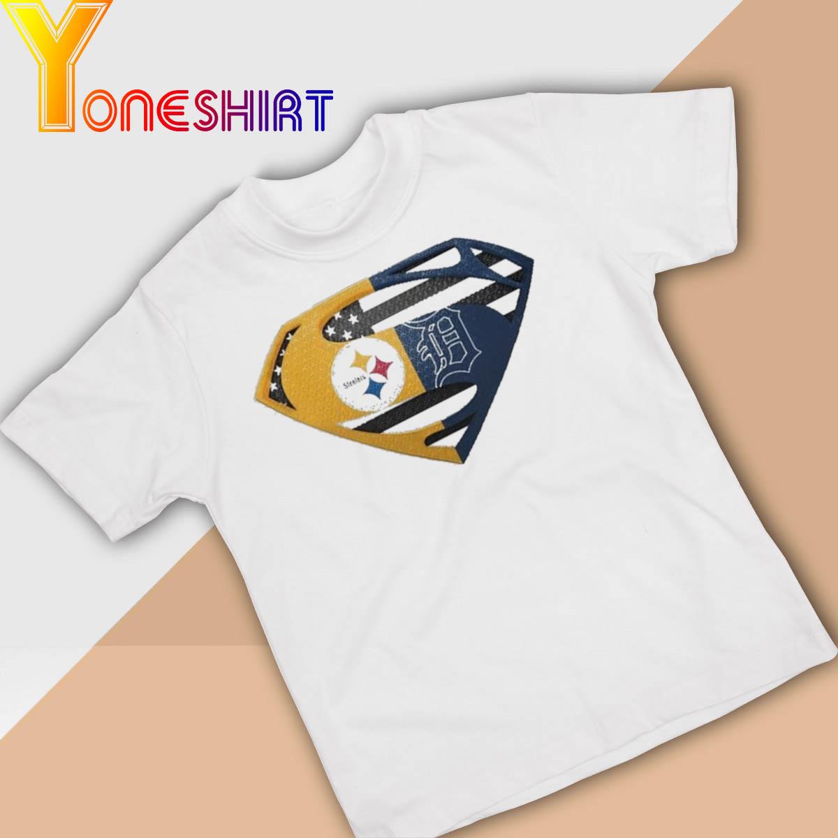 Original Pittsburgh Steelers Detroit Cleveland Tigers Superman Logo Us Flag Shirt