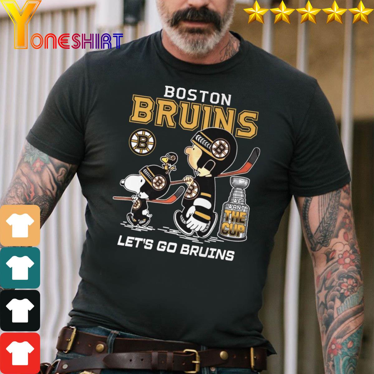 Boston Bruins Snoopy Lets Go Bruins We Want The Cup T-shirt