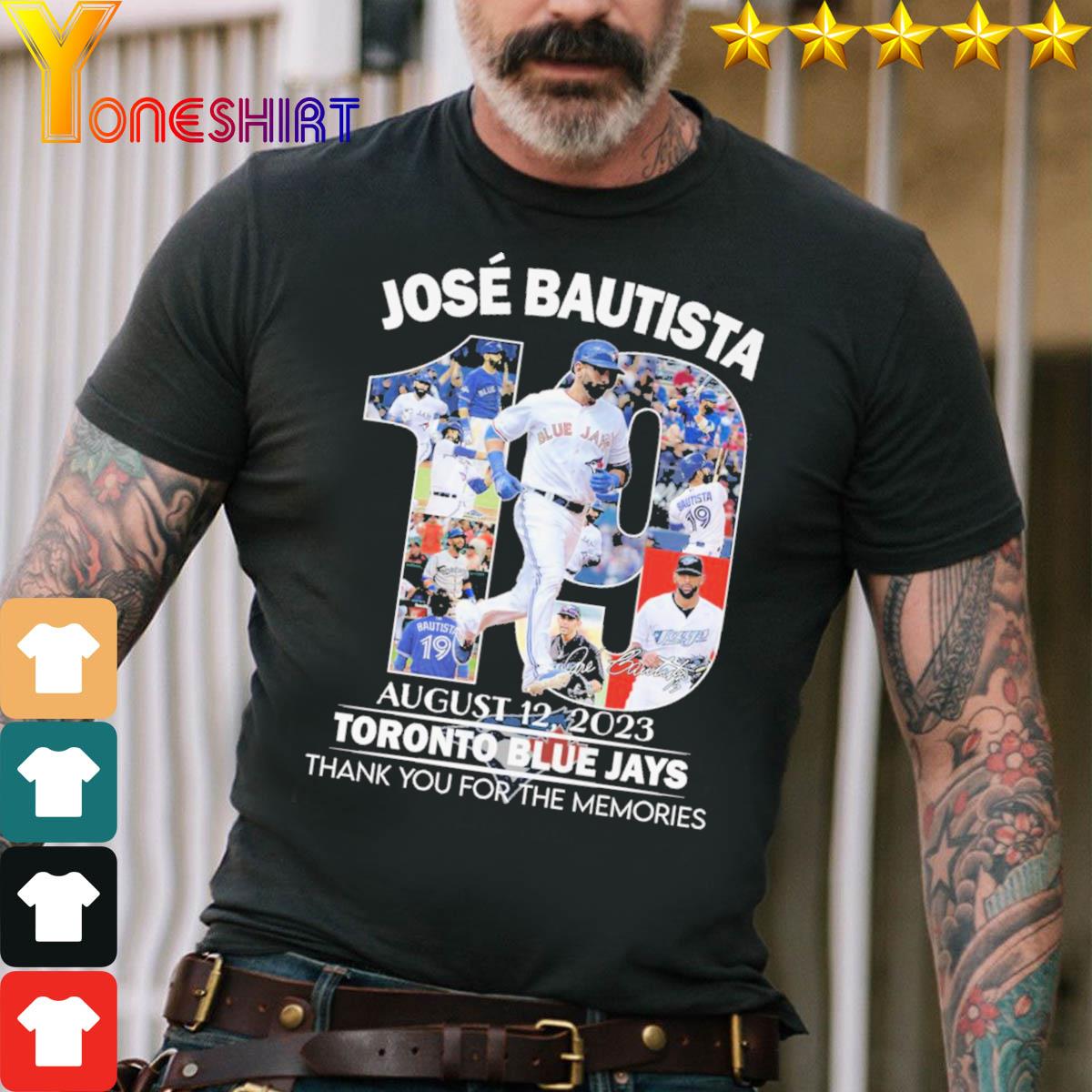 Jose Bautista August 12 2023 Toronto Blue Jays Thank You for the memories  signature shirt, hoodie, sweater, long sleeve and tank top