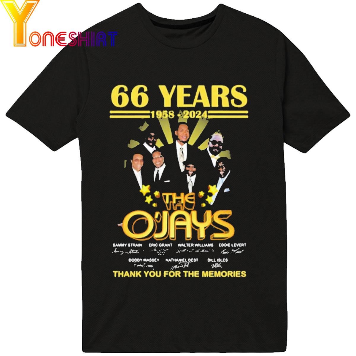 66 Years 1958 – 2024 The Ojays Thank You For The Memories Signatures Shirt