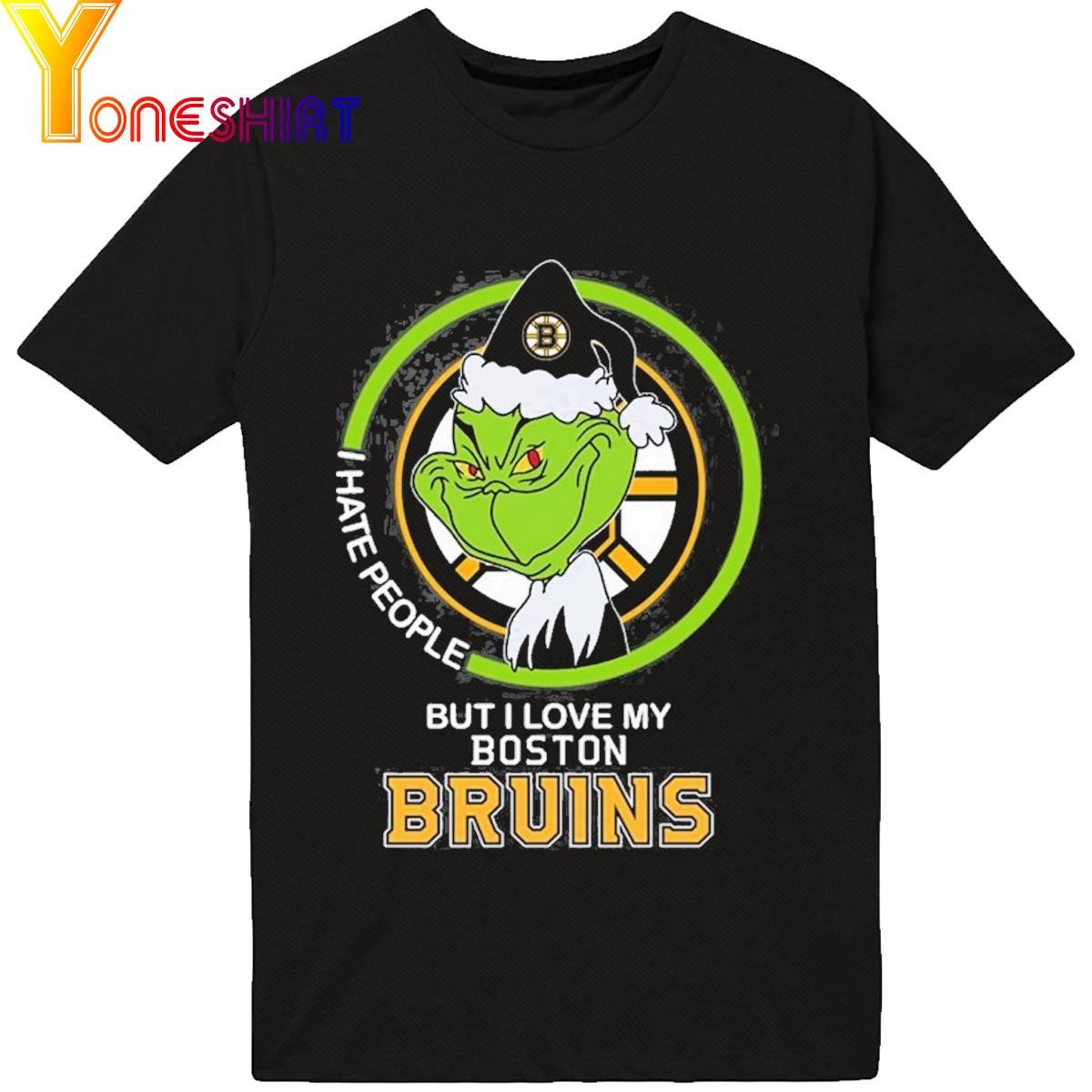 Grinch I Hate People But I Love My Boston Bruins Shirt