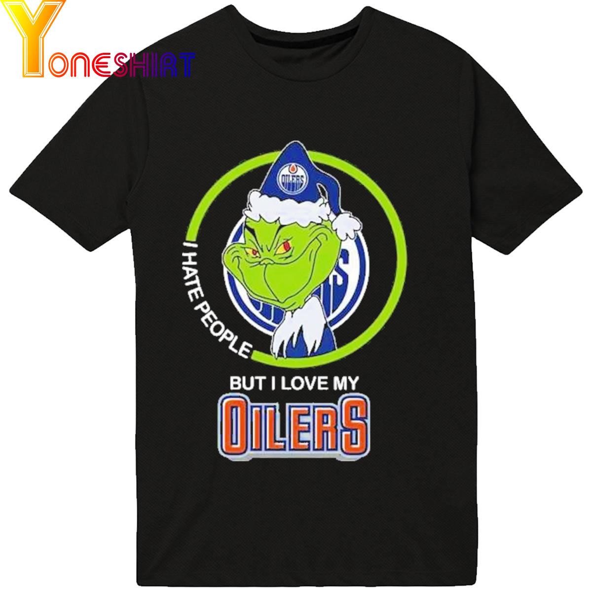 Grinch I Hate People But I Love My Oilers Shirt