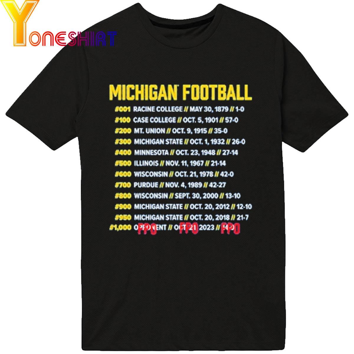 Official Michigan Football 1000 Games Win shirt