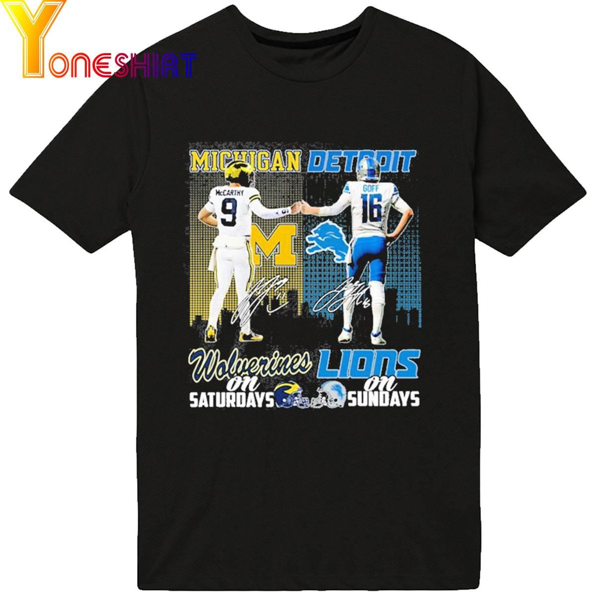 Original Michigan Wolverines On Saturdays And Detroit Lions On Sundays Shirt